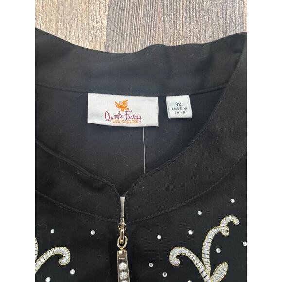 Quacker Factory Embroidered Black Jacket w/Gold & Silver - Picture 2 of 7